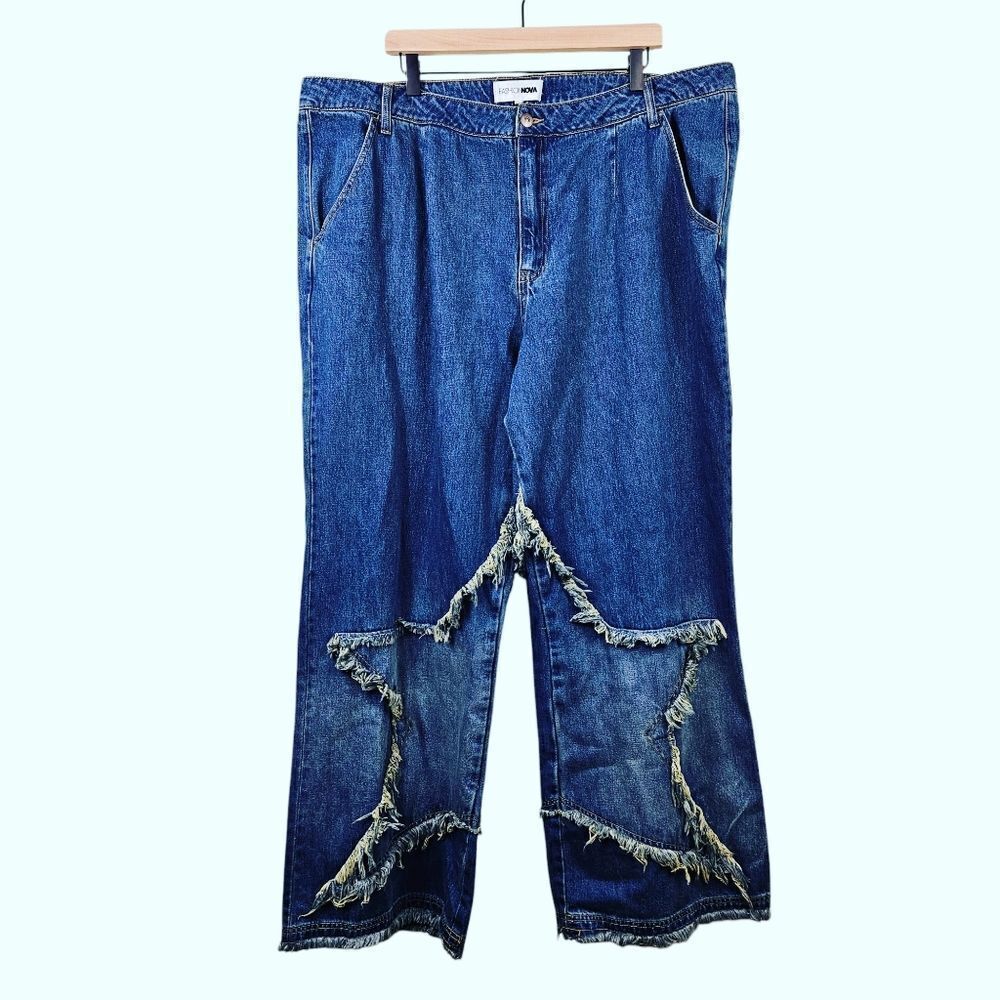 NWT Fashion Nova “Star of the Night” Baggy Jeans – Medium Wash 22 - Picture 2 of 15